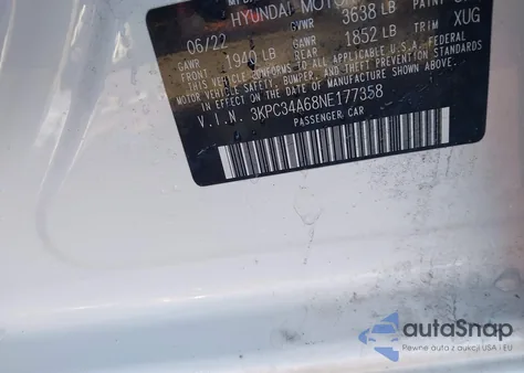 2022 Hyundai Accent Limited из США, поврежденный, VIN 3KPC34A68NE177358